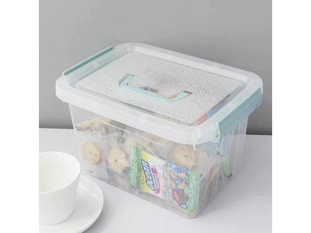 Sandmovie L Plastic Storage Bin Latch Box, Clear, 6 Packs