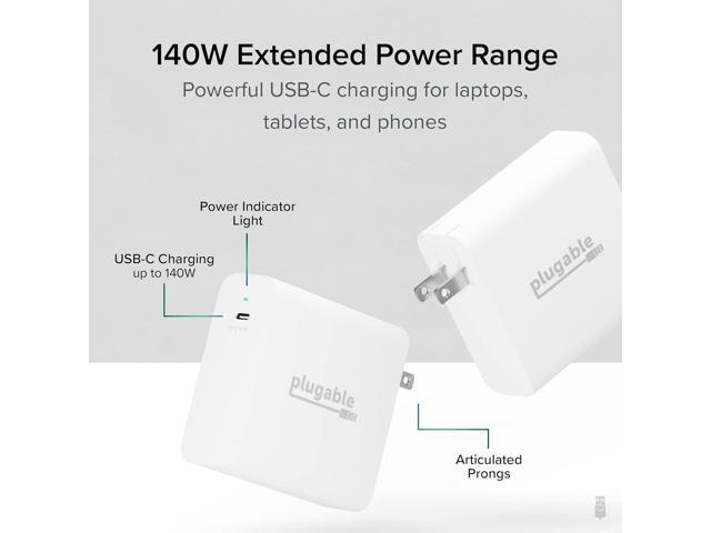 Plugable 140W USB C Charger, GaN Wall Charger for Laptop, PD 3.1 (EPR ...