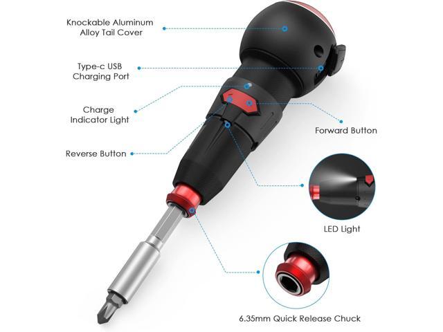 New Version AMIR Electric Screwdriver, Rechargeable Cordless Screwdriver, Portable  Power Screwdrivers Set with 13 PCS Bits and Type-C Charging Port 