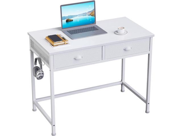 Furologee White Small Computer Desk with 2 Fabric Drawers, Simple Home  Office Writing Desk, Vanity Makeup Desk Dressing Table with Hooks, Study  Desk for Bedroom Small Spaces - Yahoo Shopping