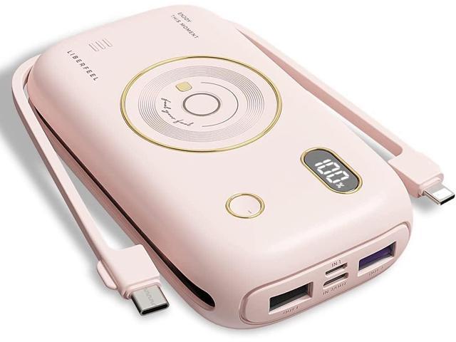 20000mAh Portable Charger with Built in Cables, 22.5W Fast Charging USB  Power Bank, 5 Output Ports,Built in 2 Cables Compatible for iPhone, Samsung,  Huawei, iPad, and All Smart Devices(Pink) - Newegg.com