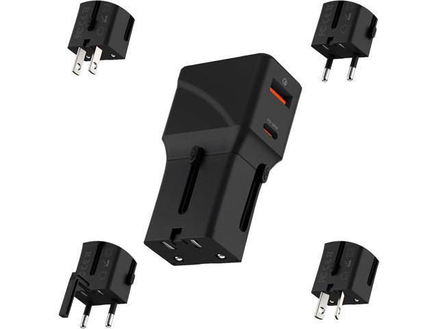  Rolling Square Portable Pocket Travel Charger -  Smartphone-Compatible Universal Travel Adapter for 200+ Countries - US, EU,  UK, AU Plug - USB-A + USB-C - Up to 20W Output : Cell