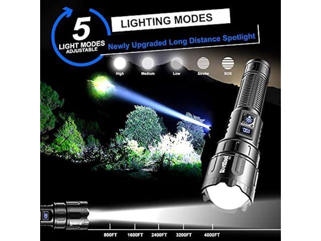 Sunitact Flashlights High Lumens, Rechargeable Flashlights Led 20000 Lumen  XHP70.2, Super Bright Flash Light, High Powered Handheld Flashlights for  Emergency Camping Gift, IP67 Waterproof, Zoomable Black