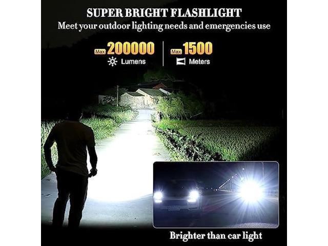 Flashlights LED High Lumens Rechargeable, Goreit 200000 Lumens XHP70.2  Super Bright Flashlight, Flash Light Battery Powered, Powerful Handheld