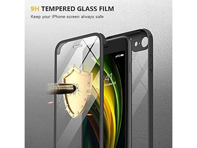 Miracase iPhone SE Case 2020 2022/ iPhone 8 Case, Full-Body Glass Back with  Built-in Glass Screen Protector, Rugged iPhone SE Phone Case 3rd