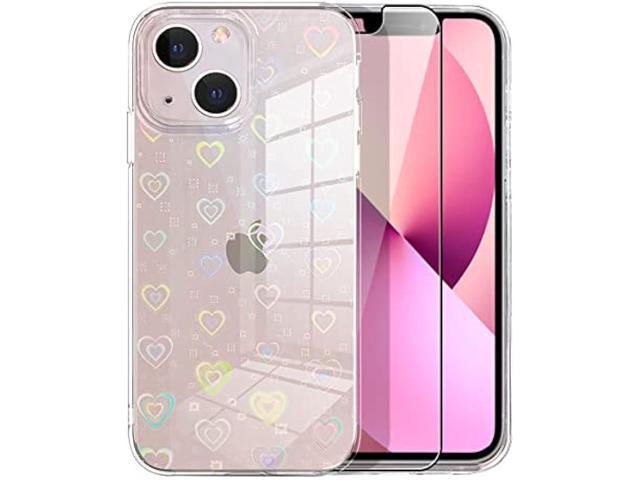 Compatible with iPhone 7 Plus Case, iPhone 8 Plus Case, Clear Laser Glitter  Bling Heart Soft & Flexible TPU and Hard PC Shockproof Cover Women Girls  Heart Pattern Phone Case (Rainbow Heart) 