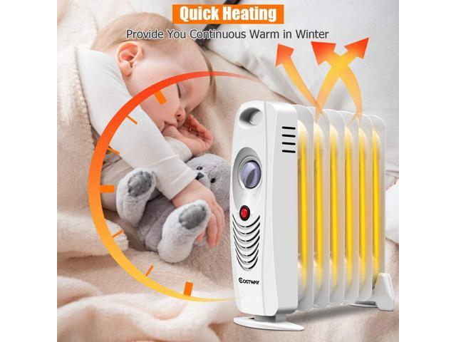  COSTWAY Oil Filled Radiator Heater, 700W Portable Space Heater  with Adjustable Thermostat, Overheat Protection, Electric Heater for  Bedroom, Indoor use : Home & Kitchen