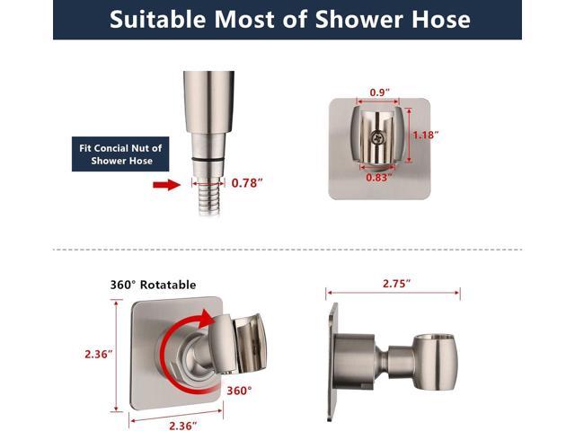 Shower Head Holder All Metal Handheld Shower Wand Bracket Adhesive Shower  Wall Mount Holder Brass Shower Spray Holder Brushed Nickel, Drill Free Glue