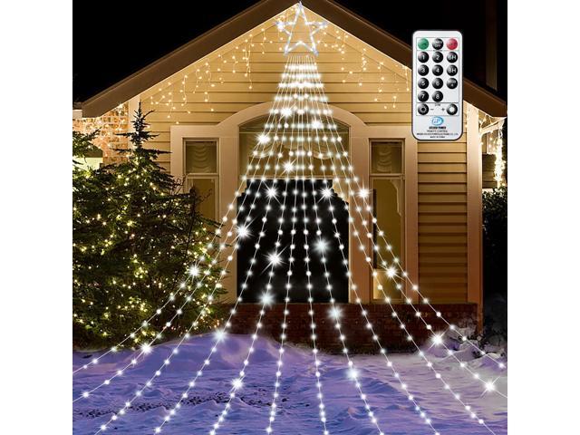 Onory 23FT Christmas Outdoor Waterfall Star String Lights, 860 LEDs, 8  Modes, Waterproof for Yard, Patio, Party Decorations