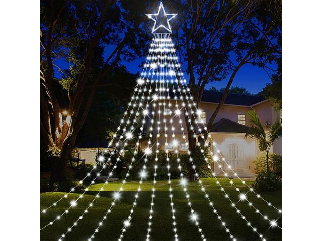 Onory 23FT Christmas Outdoor Waterfall Star String Lights, 860 LEDs, 8  Modes, Waterproof for Yard, Patio, Party Decorations