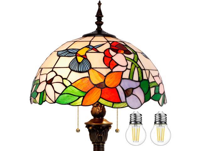 WERFACTORY Tiffany Floor Lamp Hummingbird Amber Stained Glass