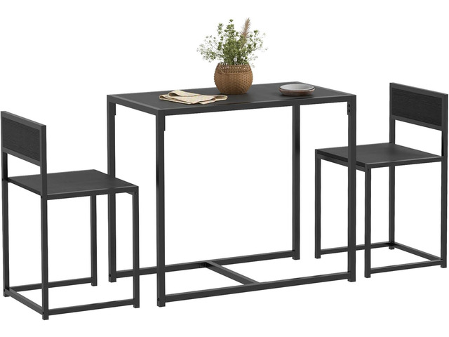 HOMCOM Industrial Kitchen Table and Chairs Set with Space Saving Stools