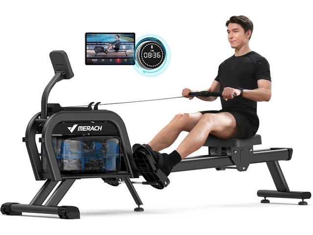 MERACH Water Magnetic Rowing Machine, Bluetooth Rower Machine with App ...