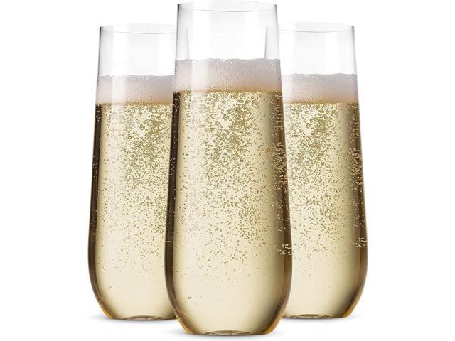 Photo 1 of 48 Pack Stemless Plastic Champagne Flutes Disposable 9 Oz Clear Plastic Toasting Glasses Shatterproof Recyclable and BPA-Free