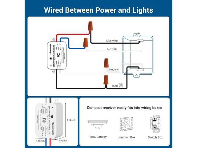 DEWENWILS Indoor Wireless Light Switch, Remote Control Wall Light Switch  and Receiver Kit, No in-Wall Wiring Required, White 