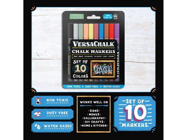 Versachalk Liquid Chalk Markers - Set of 10, Classic Colors, Bold