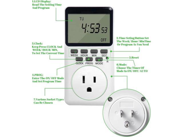Digital Infinite Repetition Cycle Intermittent Timer Plug for Electrical  Outlet, 24 Hour Programmable Indoor Timed Power Switches with Countdown  Delay