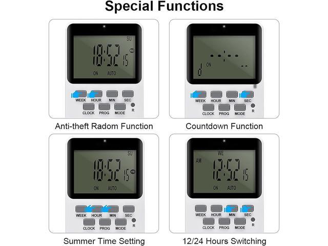 Digital Infinite Repetition Cycle Intermittent Timer Plug for Electrical  Outlet, 24 Hour Programmable Indoor Timed Power Switches with Countdown  Delay