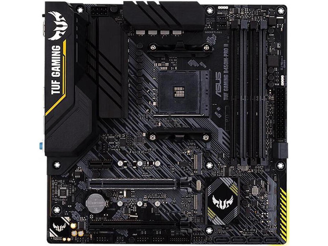 ASUS TUF GAMING B450M-PRO II Motherboard, AMD Ryzen 3 AM4 DDR4, HDMI, Dual M.2  The micro ATX gaming , PCIe 3.0, AI microphone noise reduction, DisplayPort, USB 3.2,  AURA SYNC RGB