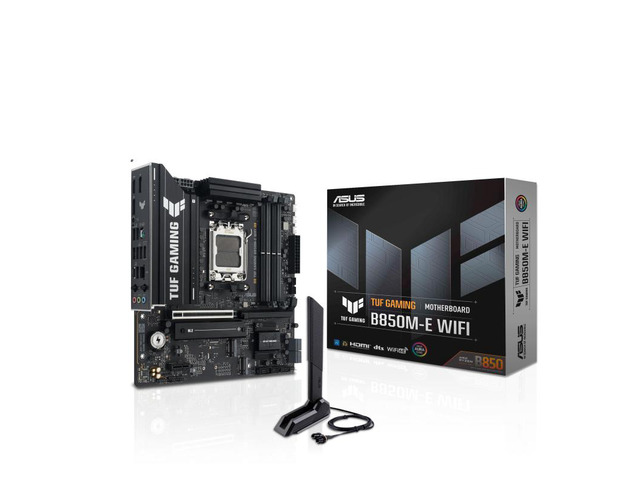ASUS TUF GAMING B850M-E WIFI AMD B850 mATX motherboard AM5, three M.2 DisplayPort, rear USB10Gbps Type-Ceport, Bl0SFlashBack,Addressable RGB Gen2 headers, Aura Sync