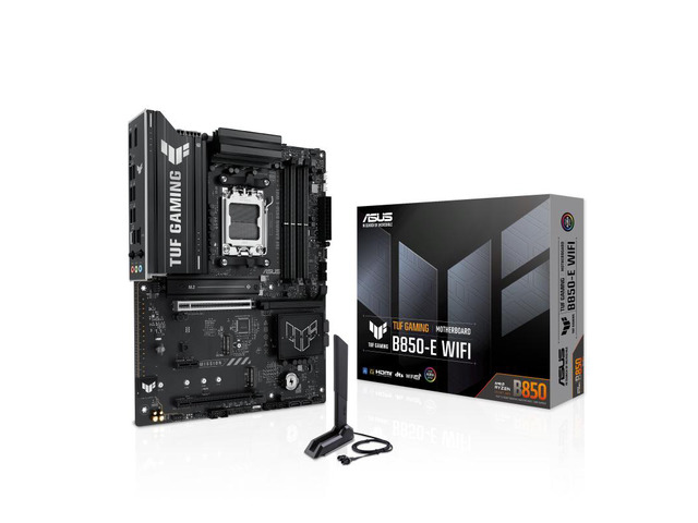 ASUS TUF GAMING B850-E WIFI AMD AM5 B850 ATX motherboard, DDR5, PCIe 5.0 Ready, M.2 slots x3, Wi-Fi 6E, 2.5Gb Ethernet, DisplayPort, HDMI,USB 20Gbps Type-C,USB 10Gbps Type-C,BIOS FlashBack, Aura Sync