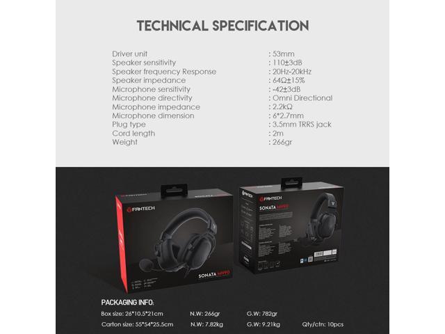 FANTECH Sonata MH90 Multi Platform Gaming Headset with Noise Canceling ...