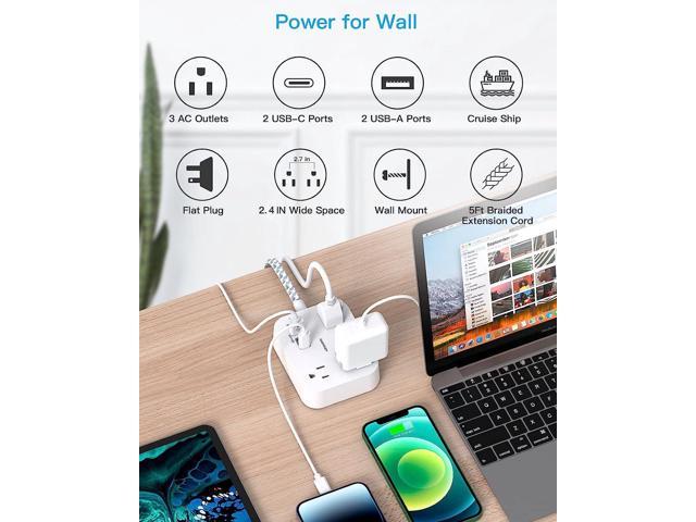 BSEED Voltage Protector, Single Outlet Surge Protector Plug in for Home Appliance Multi Function Plug with Protection Wall Mount Power Suppressor