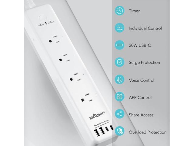 BN-LINK Smart Power Strip Compatible with Alexa Google Home, Smart Plug WiFi  Outlets Surge Protector with 4 USB 6 Charging Port Multi Plug Extender,15A  - Yahoo Shopping