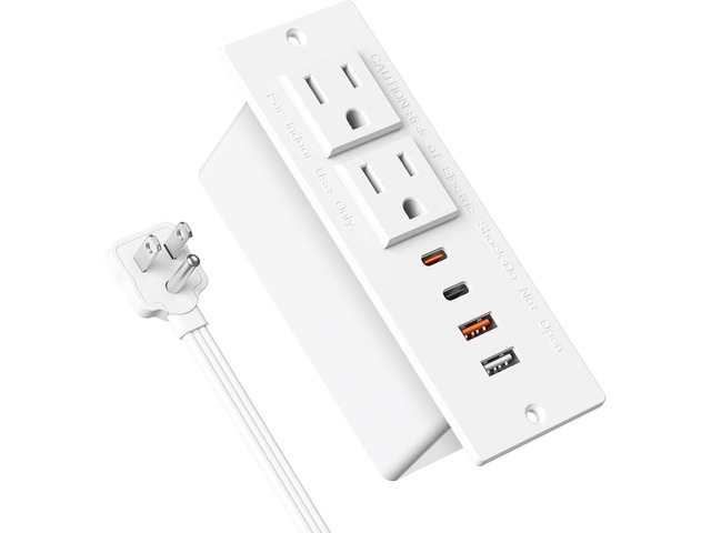 Recessed Power Strip 30W USB C,Furniture Flush Mount Desk Outlet,2 ...
