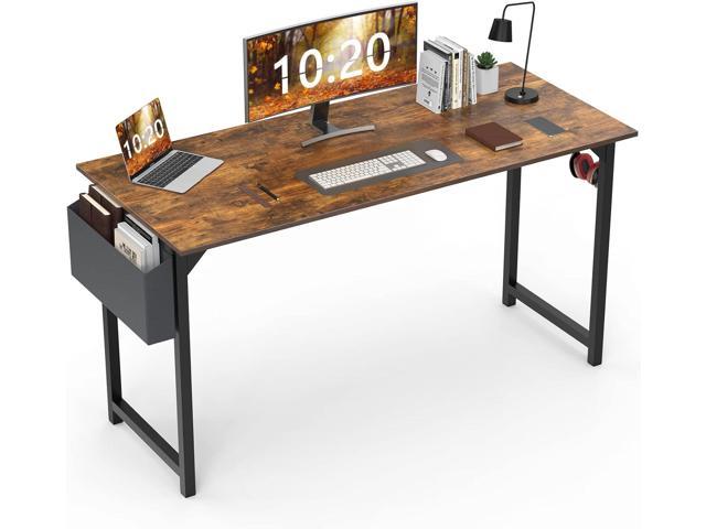 Computer Desk Small Office Desk 40 Inch Writing Desks Small Space Desk  Study Table Modern Simple Style Work Table with Storage Bag Iron Hook  Wooden Tabletop Metal Frame for Home, Bedroom 