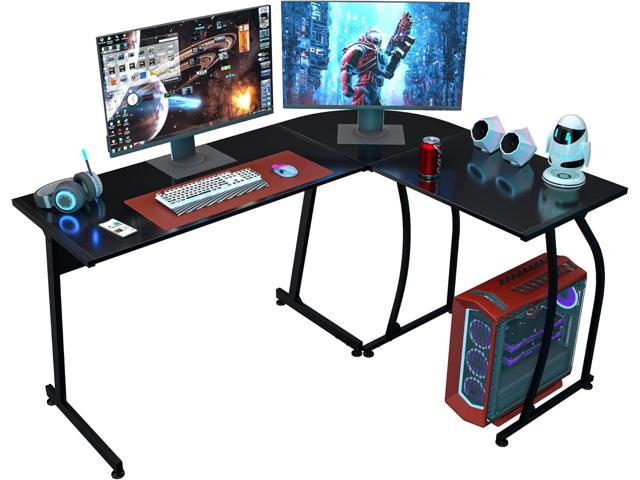  Homall L Shaped Gaming Desk Computer Corner Desk PC Gaming Desk  Table with Large Monitor Riser Stand for Home Office Sturdy Writing  Workstation (Black, 51 Inch) : Home & Kitchen