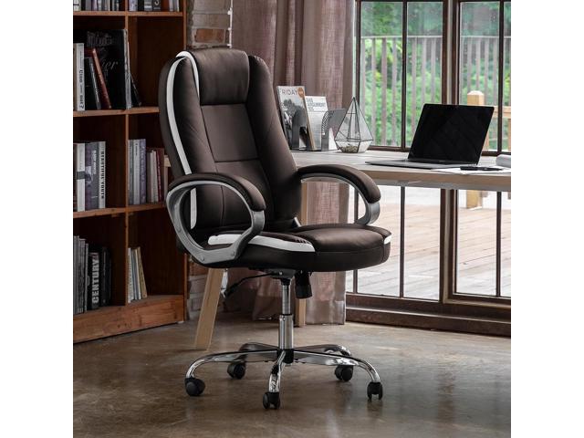 NEO CHAIR Office Chair Computer Desk Chair Gaming - Ergonomic High Back Cushion  Lumbar Support with Wheels Comfortable Brown Leather Racing Seat Adjustable  Swivel Rolling Home Executive 