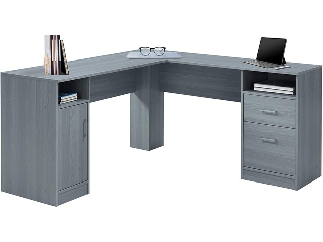 Techni Mobili Functional L-Shaped Computer Desk with storage, L is 59.5 ...