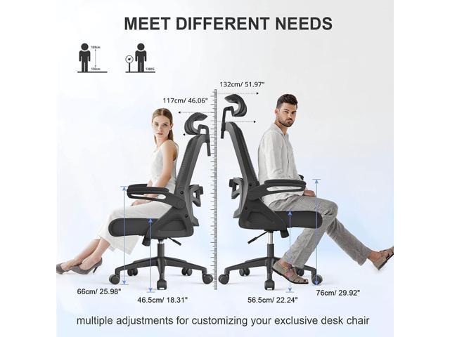 Office Chair, Ergonomic Desk Chair with 4D Pillow Lumbar Support Height &  Depth Adjustment, Adjustable Headrest & Armrest, Comfy Waterfall Cushion,  Tilting & Height Adjustment Home Office Desk Chairs 