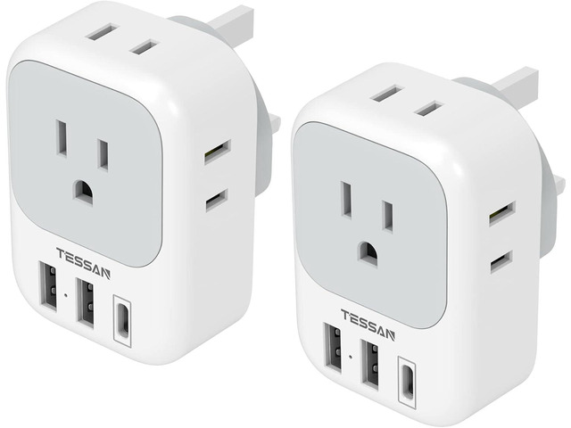 UK Adapters for Travel 2 Pack, TESSAN Type G US to UK Plug Adapter with ...