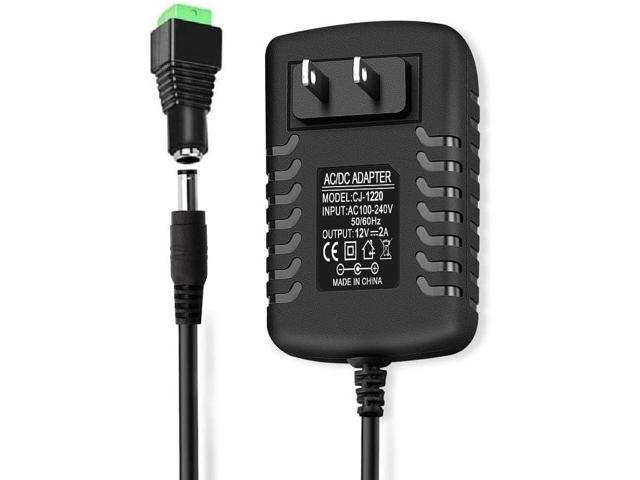 TMEZON 12 Volt 2A Power Adapter Usb Supply AC to DC 2.1mm X 5.5mm Plug 12v  2 Amp Power Supply, Wall Plug Extra Long 8 Foot Cord