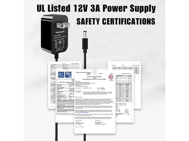 12V 2A Power Supply AC Adapter, AC 100-240V to DC 12 Volt Transformers,  2.1mm X 5.5mm Wall Plug (12 Volt - 2amp - 2pack)