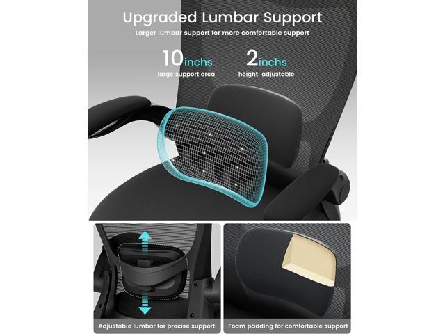 MUXX.STIL Office Chair, Ergonomic Desk Chair with Adjustable Lumbar Support,  Computer Chair with Flip-up Armrest, Swivel Task Chair with Breathable Mesh  for Home Office, Black, Welcome to consult 