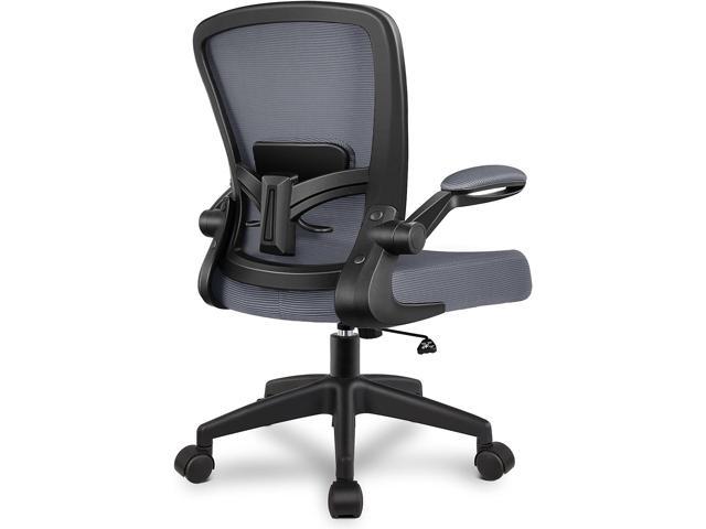 Marsail Office Chair Ergonomic Desk-Chair: Mesh Back Computer Chair with PU  Leather Seat,Adjustable Lumbar Support&Flip-up Armrests, Adjustable Height