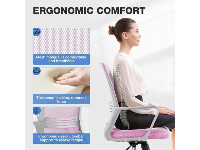 JHK Ergonomic Office Home Desk Mesh Fixed Armrest, Executive