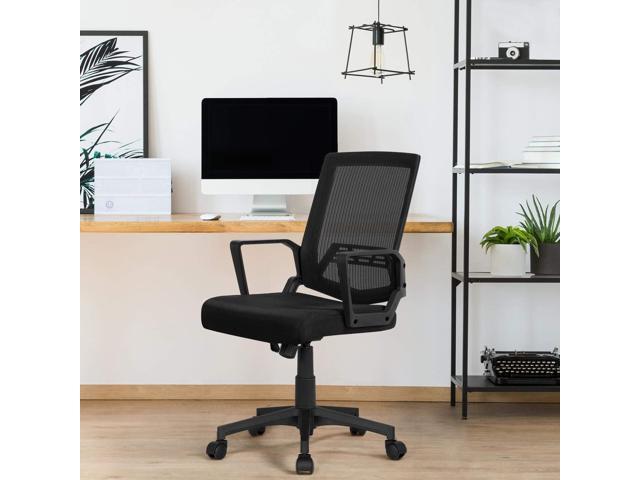 LEAGOO Armless Office Desk Chair, Fabric Padded, Height Adjustable Wide  Seat, Mid Back Ergonomic, Computer Task Chair, Swivel Vanity Chair with No