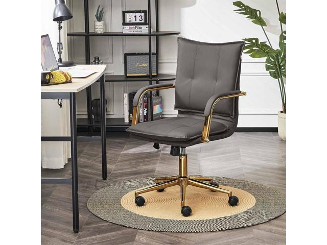  YOUTASTE Office Chair Modern Armless Desk Chair with Wheels,  Adjustable Swivel Rolling Computer Task Chair, Faux Leather Sewing Chairs,  Ergonomics Rocking Home Gaming Lounge Vanity Chair, Black : Home & Kitchen