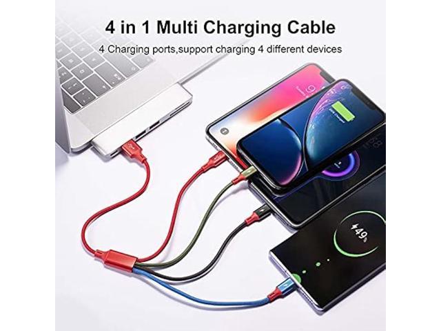 Minlu Multi Charging Cable 3A [2Pack 4ft] Retractable Multi Charging Cord 3  in 1 Fast Charger Cord Multi Charger Adapter with IP/Type C/Micro USB Port