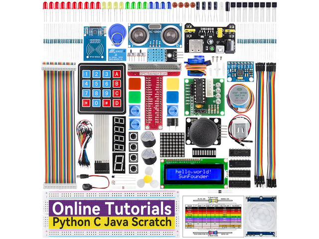 SunFounder Starter Kit for Raspberry Pi 5 4 B 3 B+ 400, 800+ Page ...
