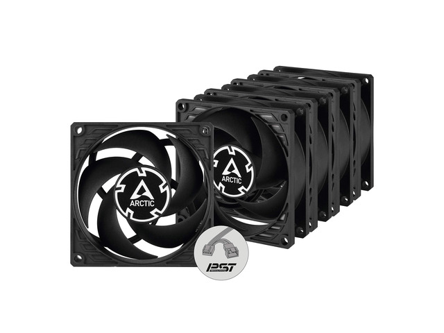 Arctic P8 PWM PST (5-Pack) - 80mm PWM Case Fans With PST (Fan Daisy Chain), 200-3000 RPM