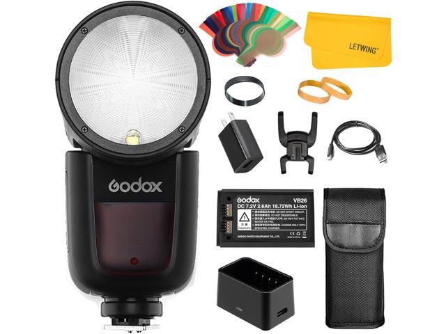 Godox V1-S Round Head Camera Flash for Sony, 2.4G 1/8000 HSS TTL Sony Flash  Speedlite, 480 Full Power Shots, 10 Level LED Modeling Lamp Compatible for  Sony Camera 