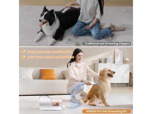 HINOKI Pro pet grooming kit,Pet Grooming Vacuum Picks Up 99% Pet Hair,7 ...