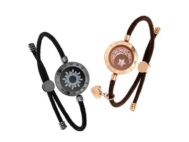 totwoo Sun and Moon Long Distance Touch Bracelets for Couples - Milan - Black and Brown