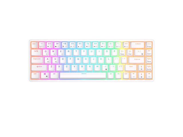 RK ROYAL KLUDGE RK G68 2.4Ghz Wireless/Bluetooth/Wired 65% Mechanical  Keyboard Hot Swappable Gaming Keyboard for Win/Mac Blue Switch White