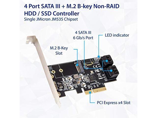 IO CREST SI-PEX40138 Internal 4 Port Non-Raid SATA III 6GB/S With M.2 B ...